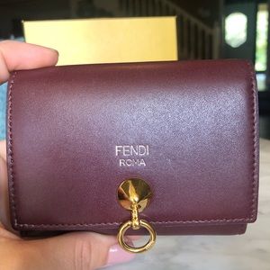 Fendi calfskin ABClick gusseted cardholder